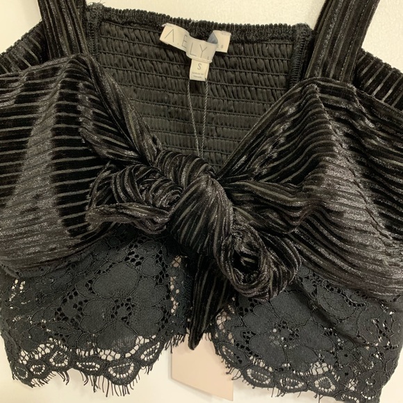 🍁 NWT Cropped velvet and lace top - Picture 3 of 7